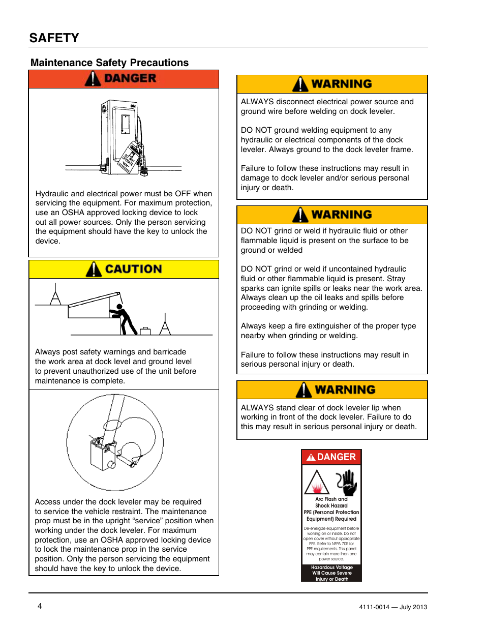 Safety, Maintenance safety precautions, Danger | Poweramp POWERSTOP SERIES User Manual | Page 6 / 36