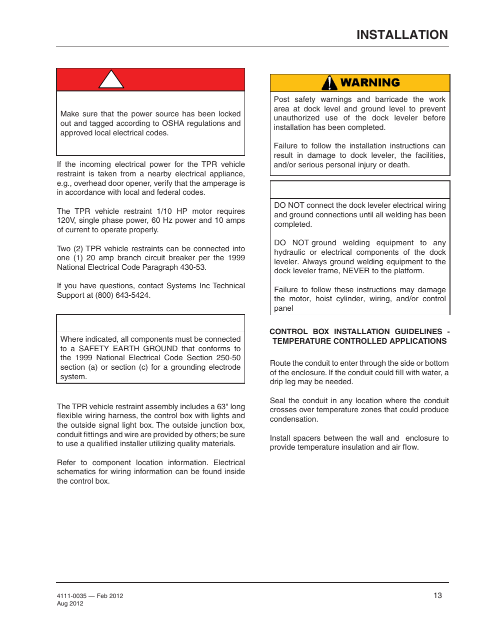 Danger, Installation, Important | Poweramp TPR SERIES User Manual | Page 15 / 44