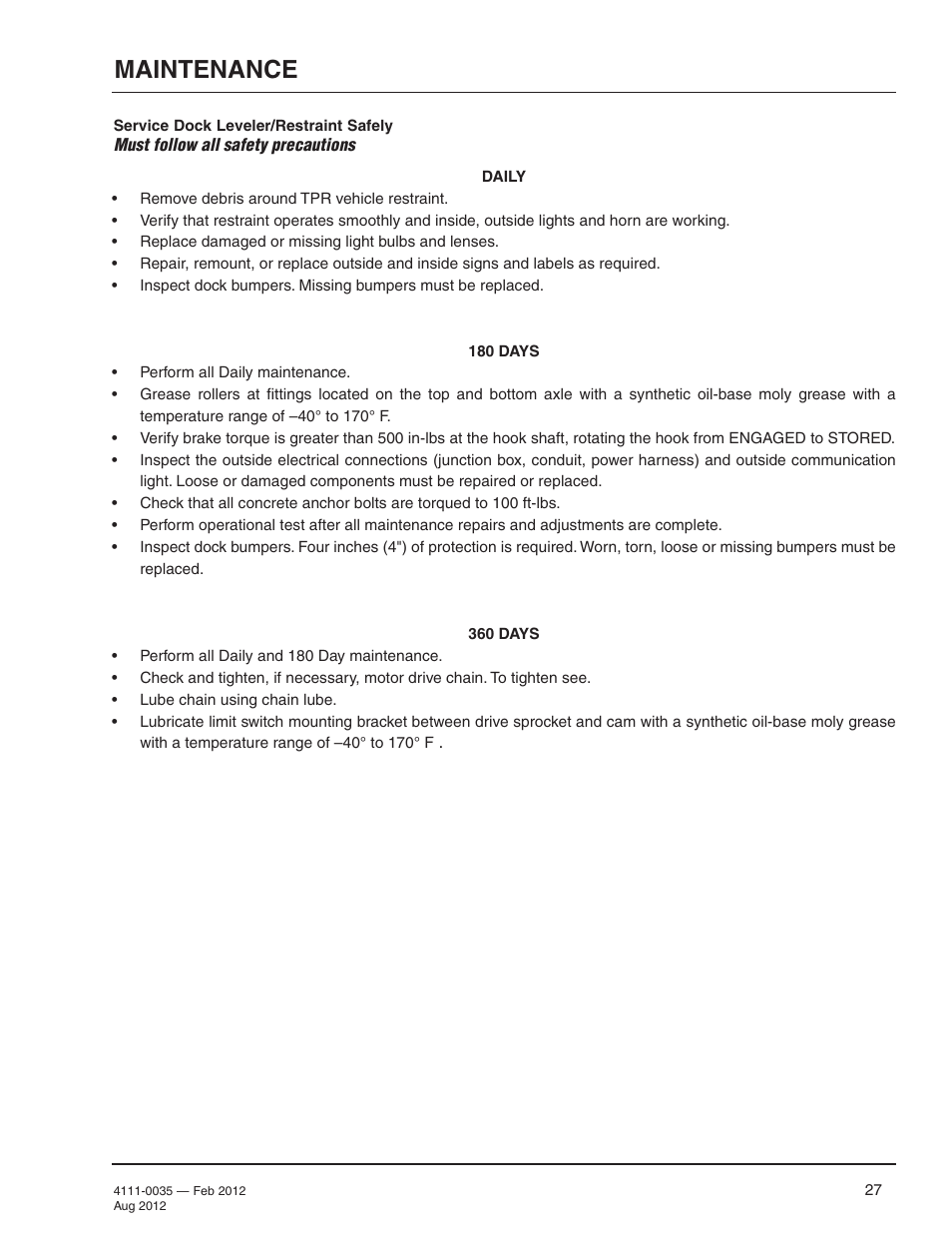 Maintenance | Poweramp TPR SERIES User Manual | Page 29 / 44