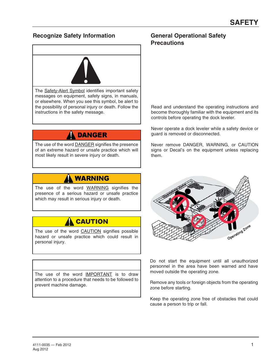 Safety, Safety-alert symbol, Important | Recognize safety information, General operational safety precautions | Poweramp TPR SERIES User Manual | Page 3 / 44