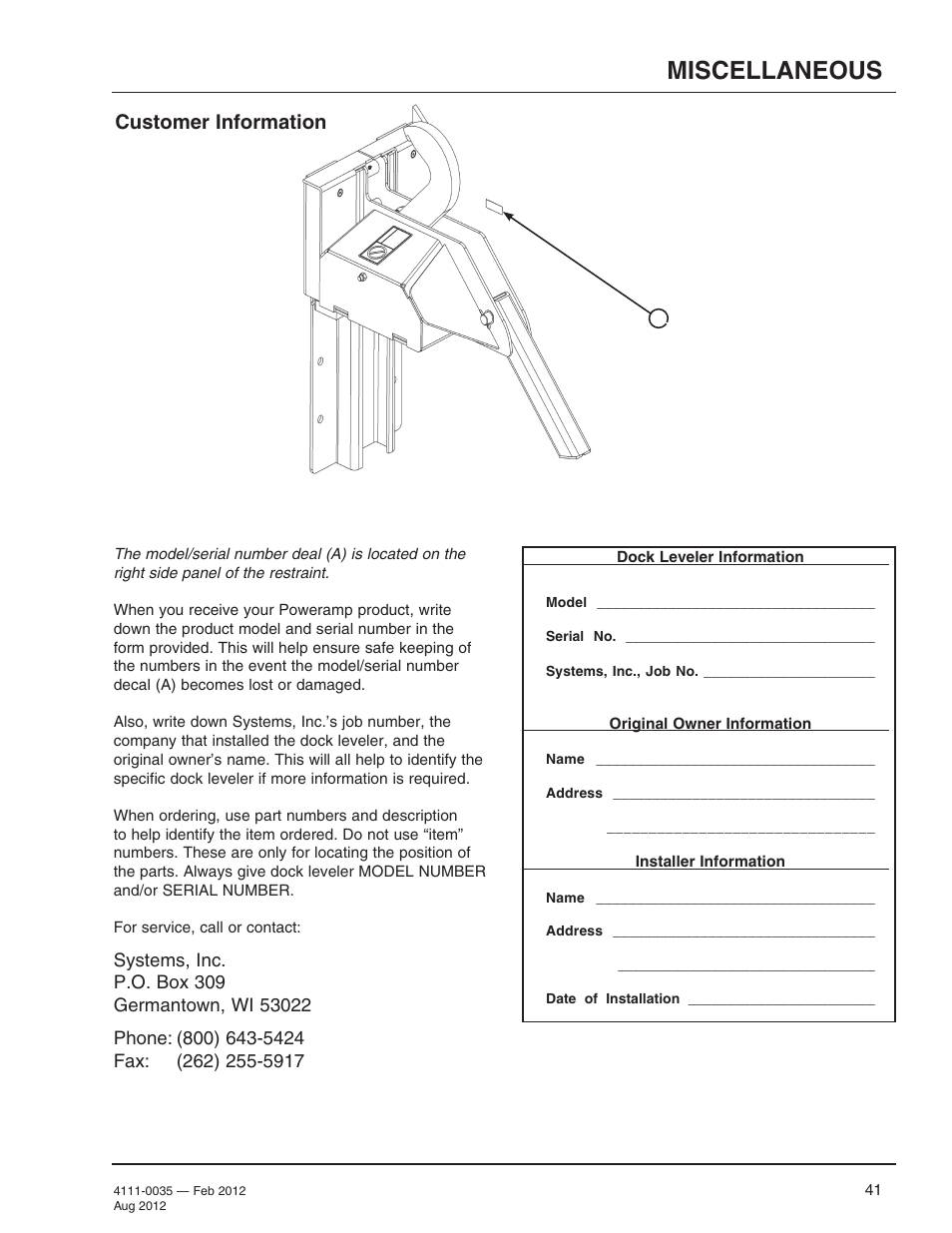 Miscellaneous, Customer information | Poweramp TPR SERIES User Manual | Page 43 / 44