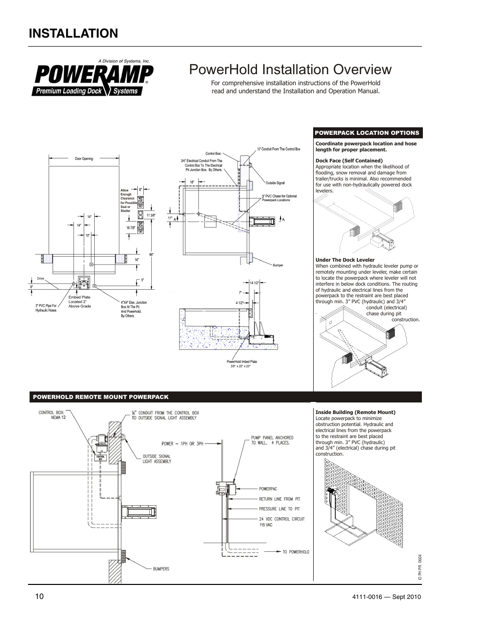 Powerhold installation overview, Installation | Poweramp POWERHOLD SC SERIES User Manual | Page 12 / 56