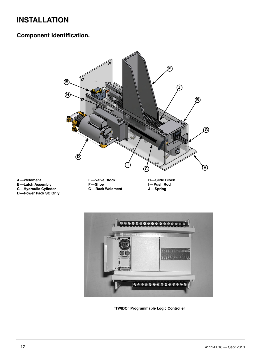 Installation, Component identification | Poweramp POWERHOLD SC SERIES User Manual | Page 14 / 56