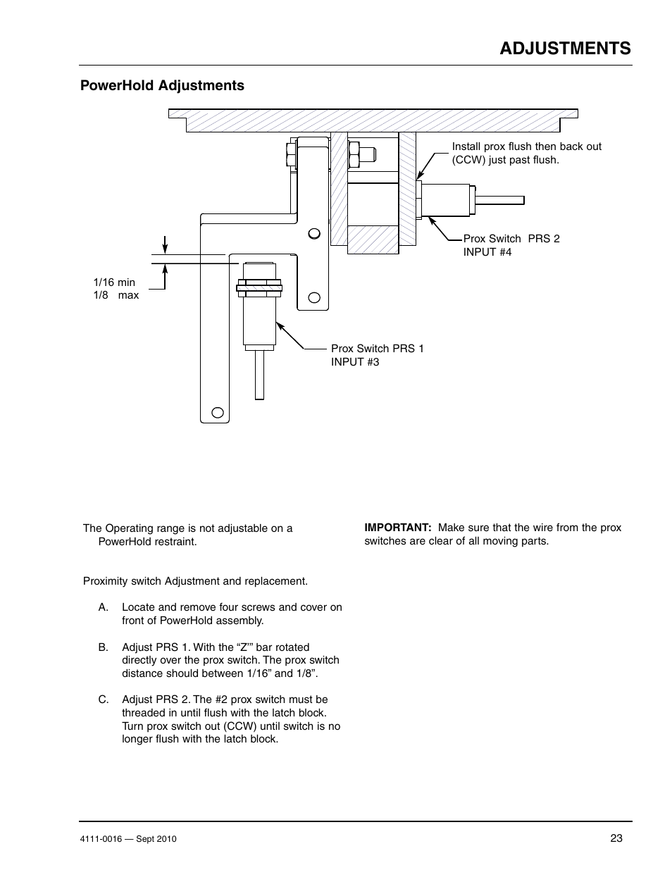 Adjustments, Powerhold adjustments | Poweramp POWERHOLD SC SERIES User Manual | Page 25 / 56