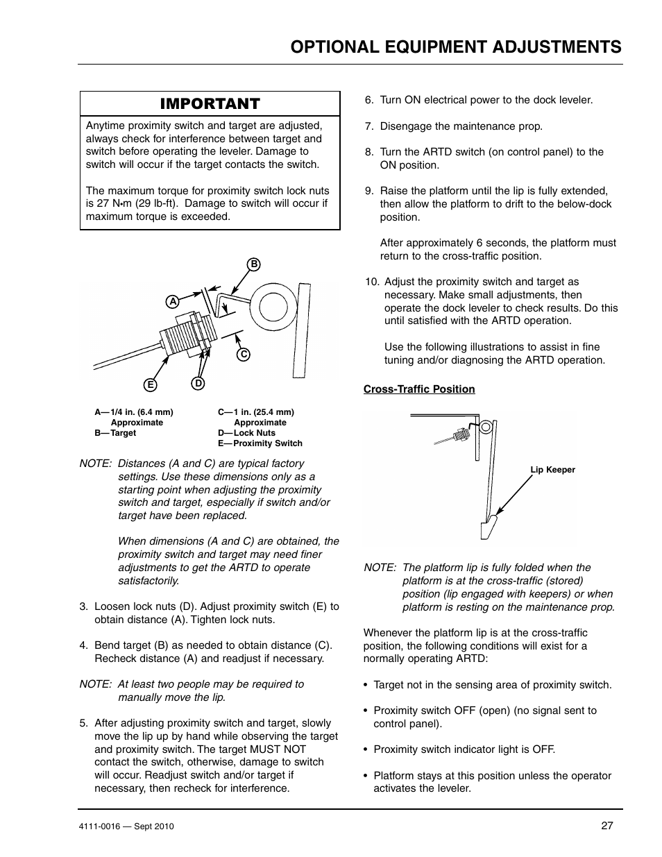 Optional equipment adjustments, Important | Poweramp POWERHOLD SC SERIES User Manual | Page 29 / 56