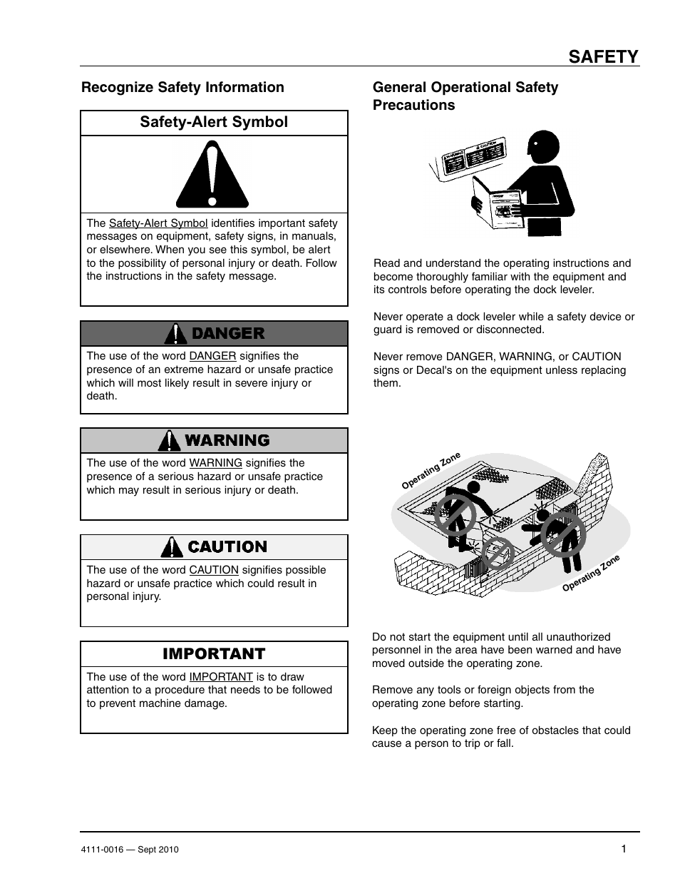 Safety, Safety-alert symbol, Important | Recognize safety information, General operational safety precautions | Poweramp POWERHOLD SC SERIES User Manual | Page 3 / 56
