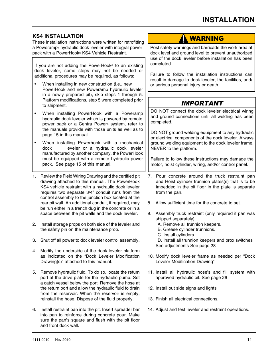 Installation, Important | Poweramp POWERHOOK SERIES User Manual | Page 13 / 60