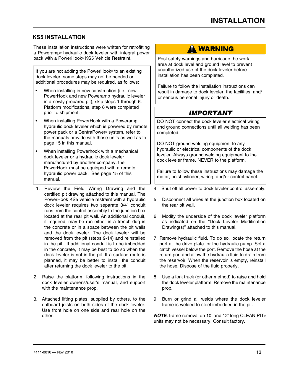Installation, Important, Ks5 installation | Poweramp POWERHOOK SERIES User Manual | Page 15 / 60