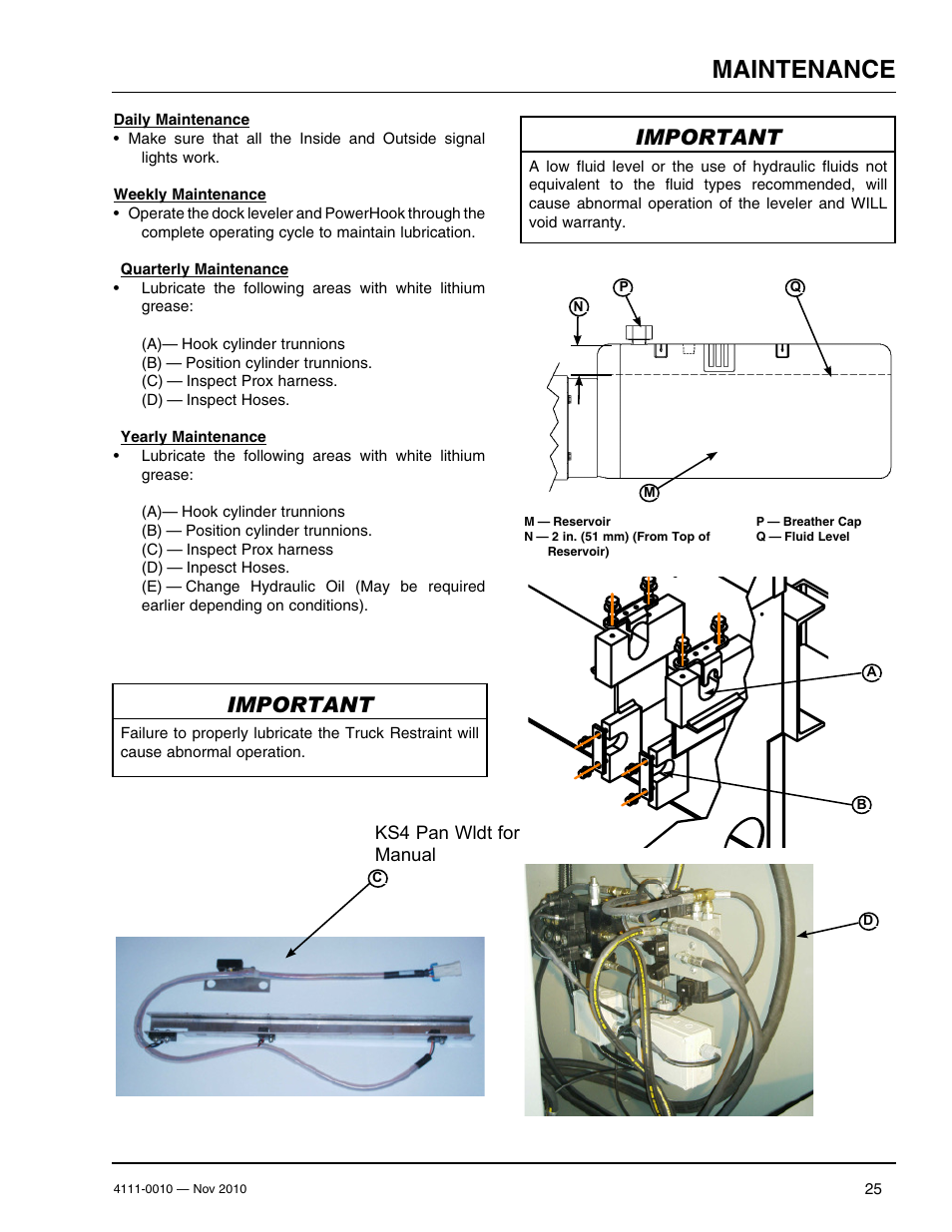 Maintenance, Important | Poweramp POWERHOOK SERIES User Manual | Page 27 / 60