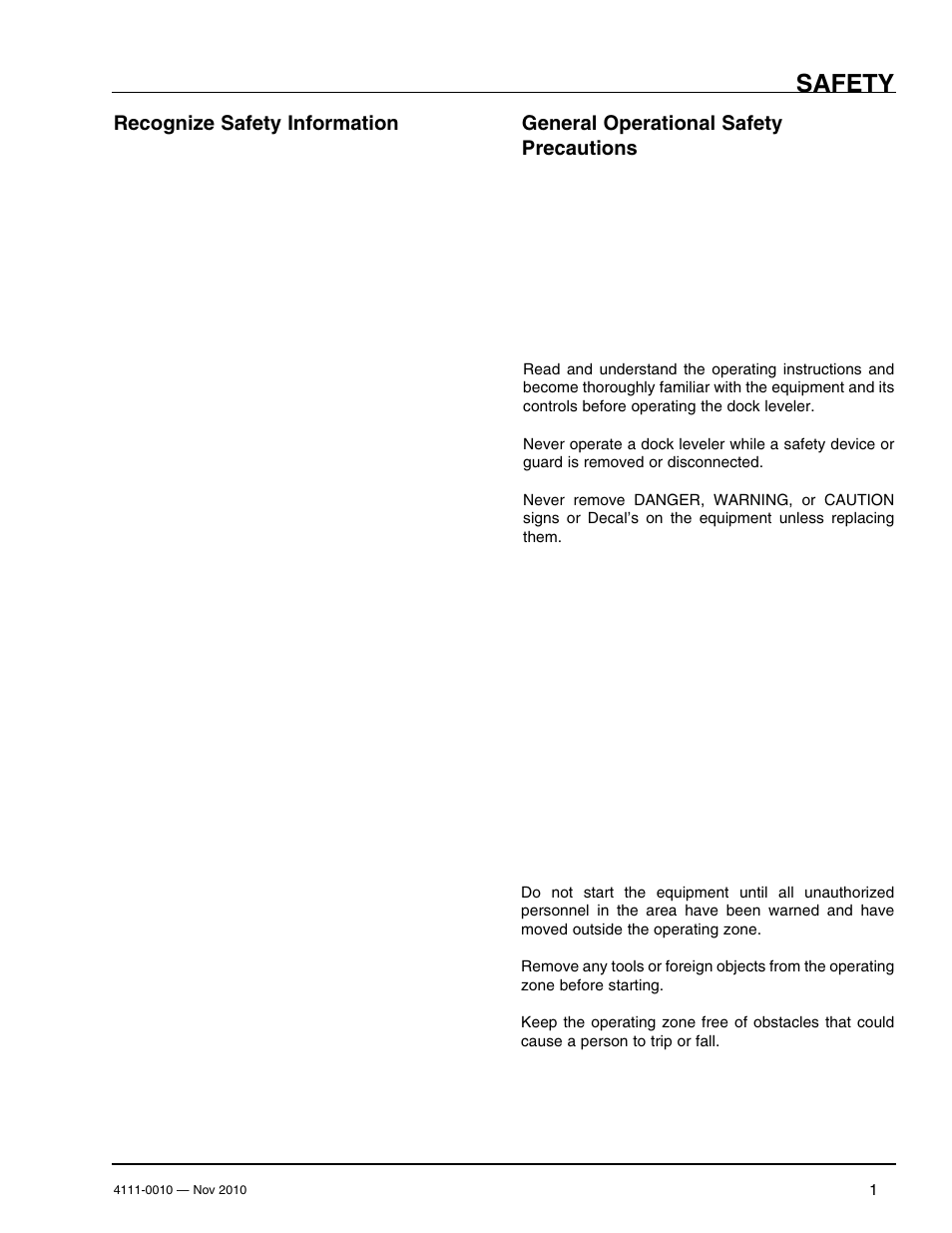 Safety, Safety-alert symbol, Important | Recognize safety information, General operational safety precautions | Poweramp POWERHOOK SERIES User Manual | Page 3 / 60
