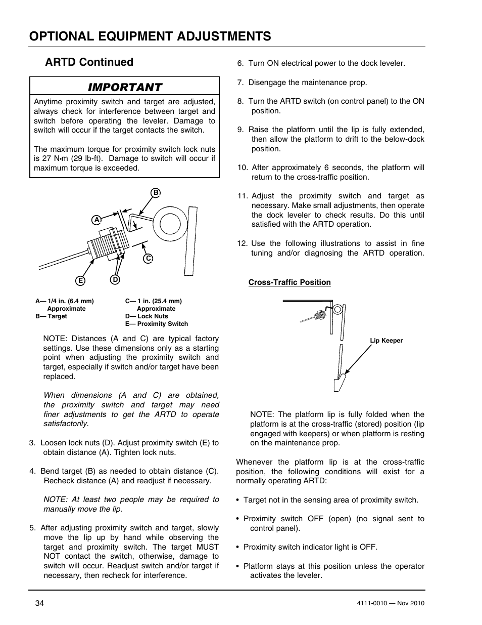 Optional equipment adjustments, Artd continued important | Poweramp POWERHOOK SERIES User Manual | Page 36 / 60