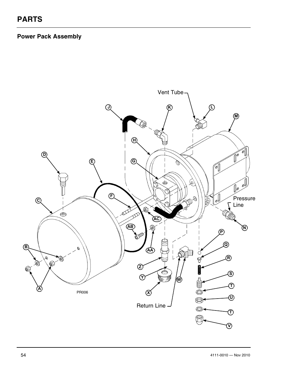 Parts, Power pack assembly | Poweramp POWERHOOK SERIES User Manual | Page 56 / 60