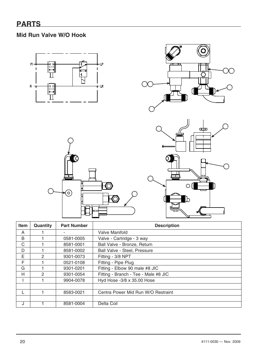 Parts, Mid run valve w/o hook | Poweramp CENTRAPOWER User Manual | Page 22 / 32