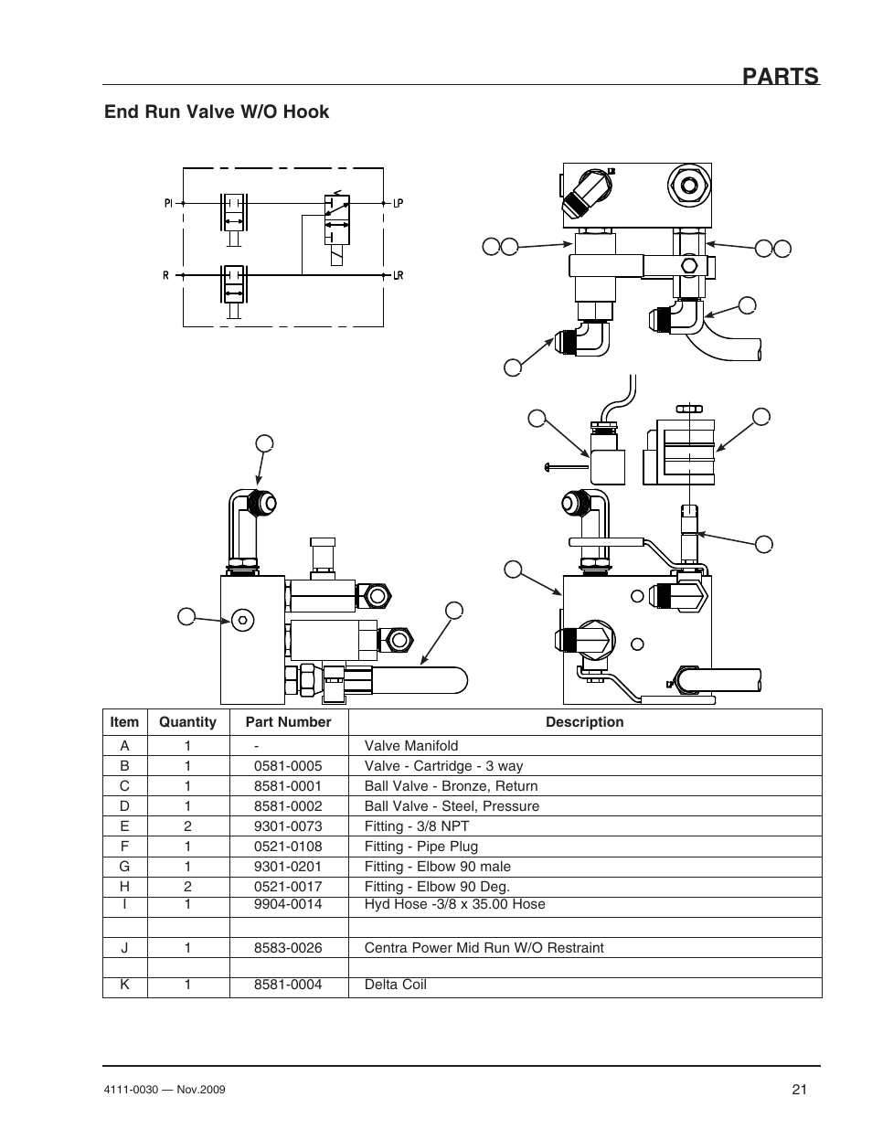 Parts, End run valve w/o hook | Poweramp CENTRAPOWER User Manual | Page 23 / 32