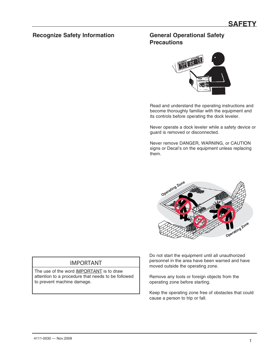 Safety, Important, Recognize safety information | General operational safety precautions | Poweramp CENTRAPOWER User Manual | Page 3 / 32