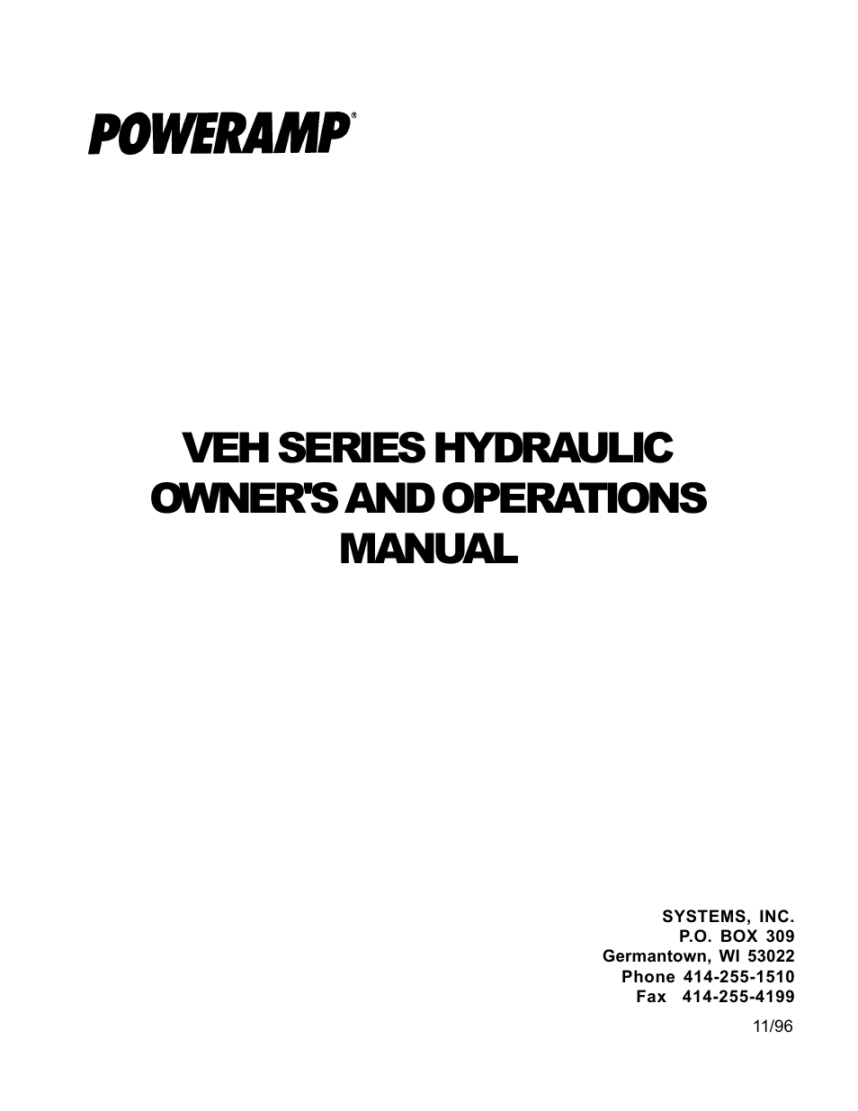 Poweramp VEH SERIES HYDRAULIC User Manual | 22 pages