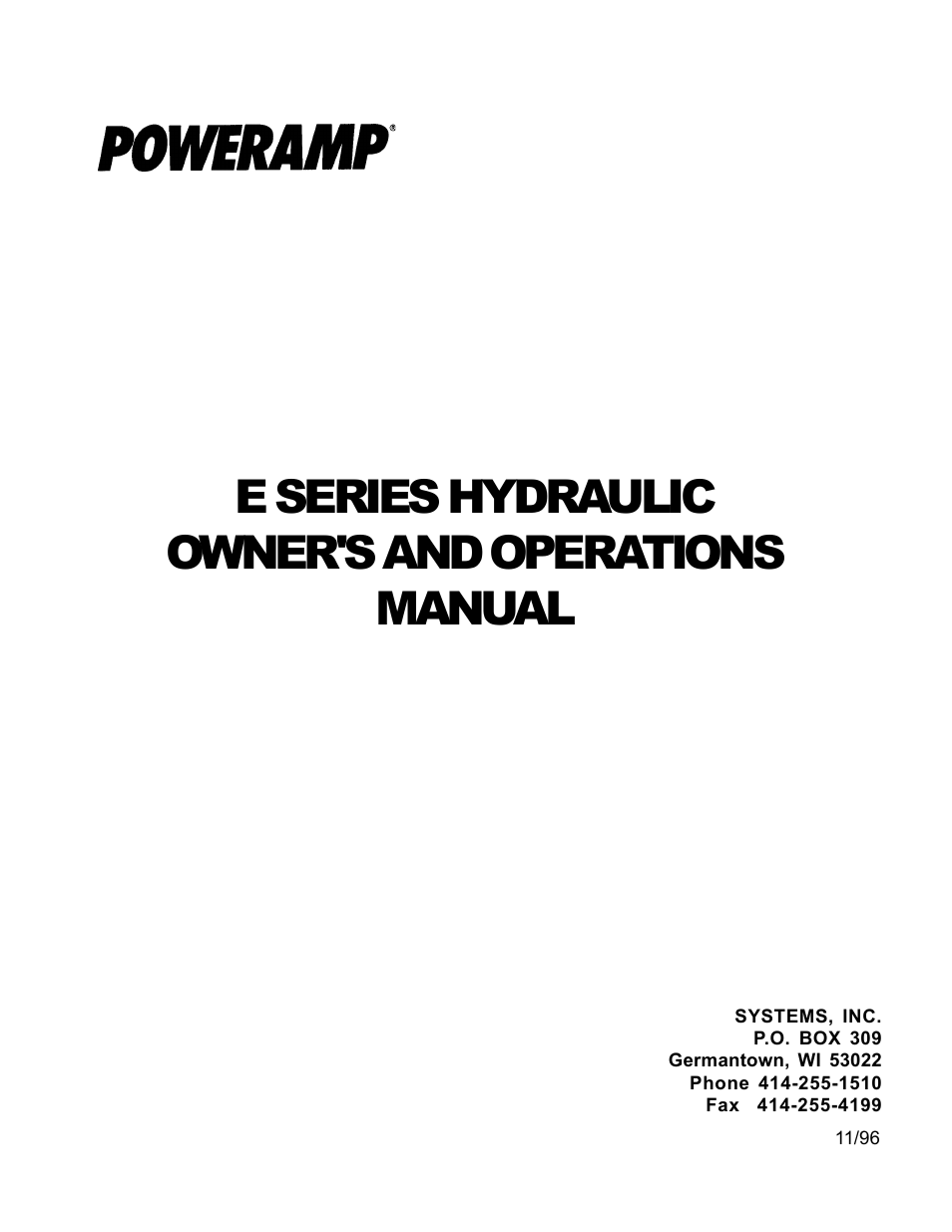 Poweramp E SERIES HYDRAULIC 11_96 User Manual | 22 pages