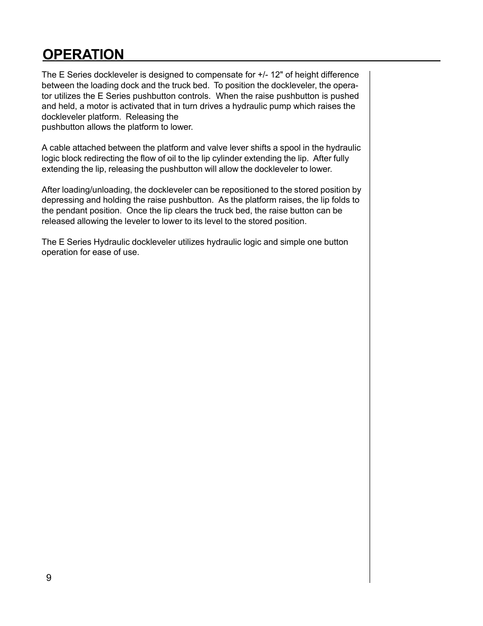 Operation | Poweramp E SERIES HYDRAULIC 11_96 User Manual | Page 13 / 22