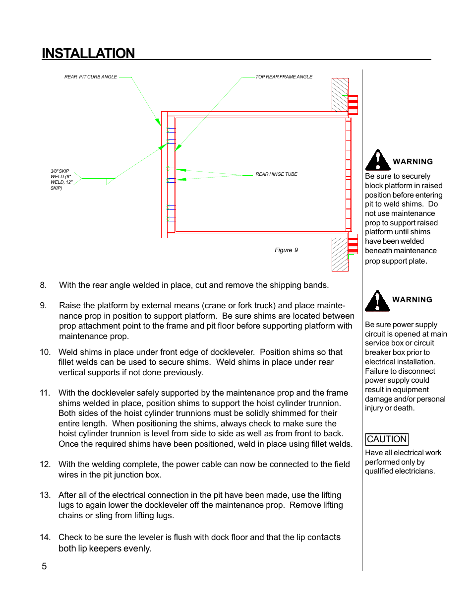 Installation, Caution, Tacts both lip keepers evenly | Poweramp E SERIES HYDRAULIC 11_96 User Manual | Page 7 / 22