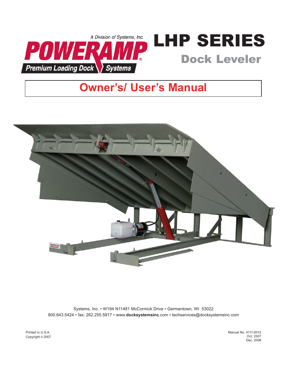 Poweramp LHP SERIES HYDRAULIC 4.2009 User Manual | 36 pages