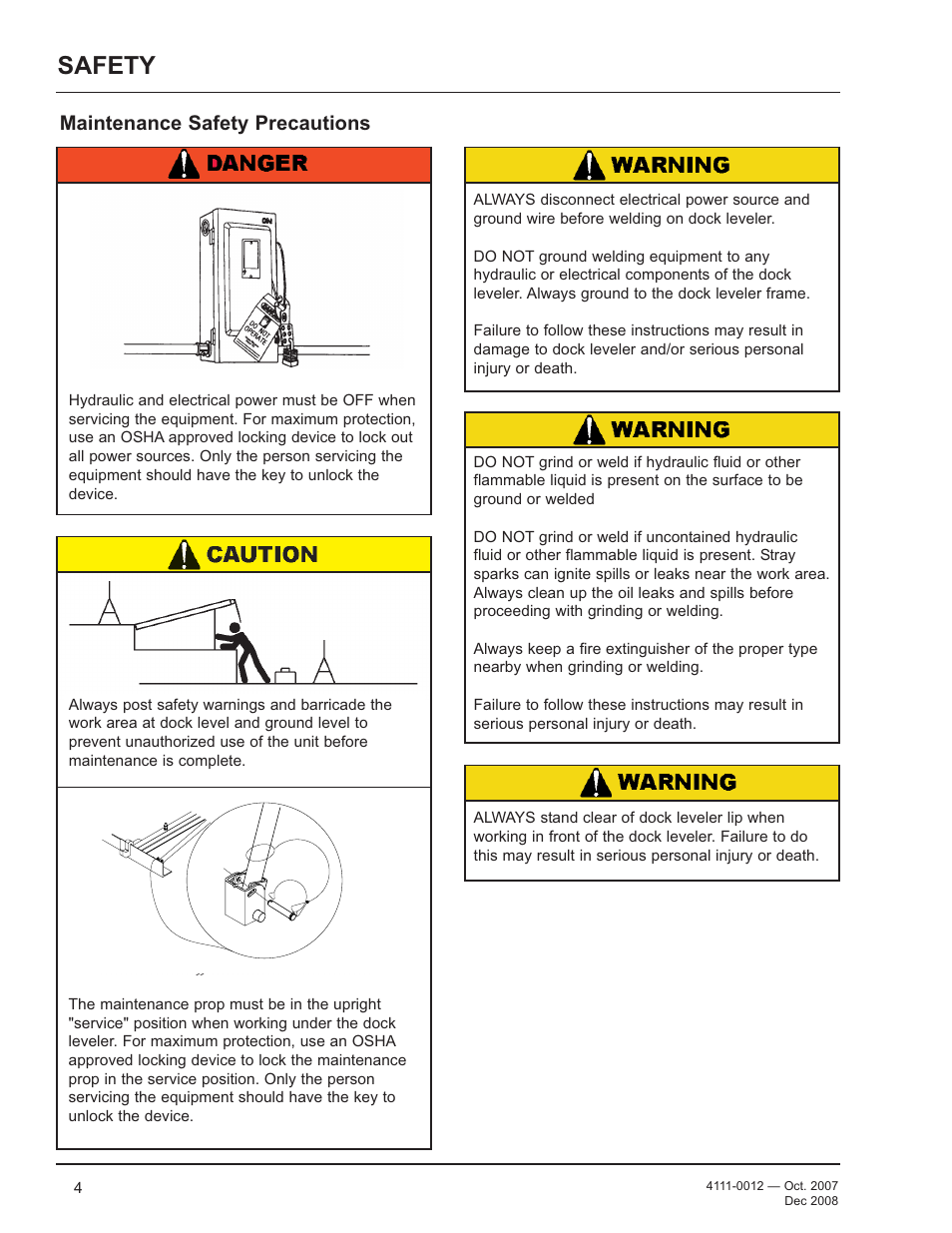 Safety, Maintenance safety precautions | Poweramp LHP SERIES HYDRAULIC 4.2009 User Manual | Page 6 / 36