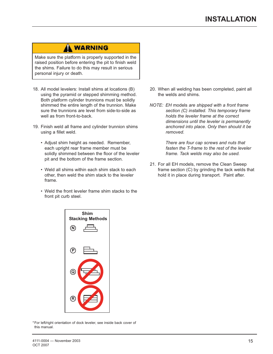 Installation | Poweramp EH SERIES HYDRAULIC 4.2009 User Manual | Page 17 / 48