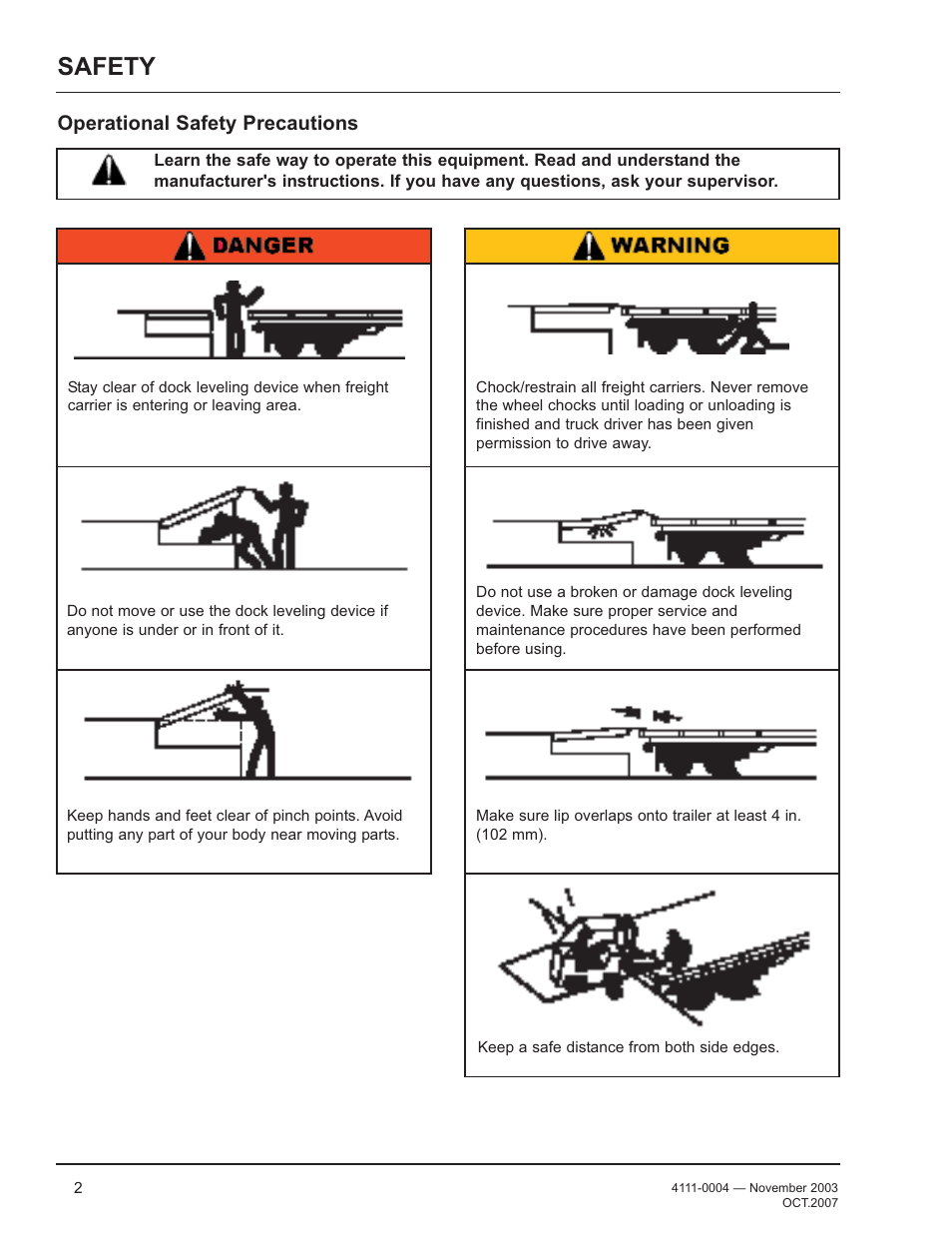 Safety, Operational safety precautions | Poweramp EH SERIES HYDRAULIC 4.2009 User Manual | Page 4 / 48