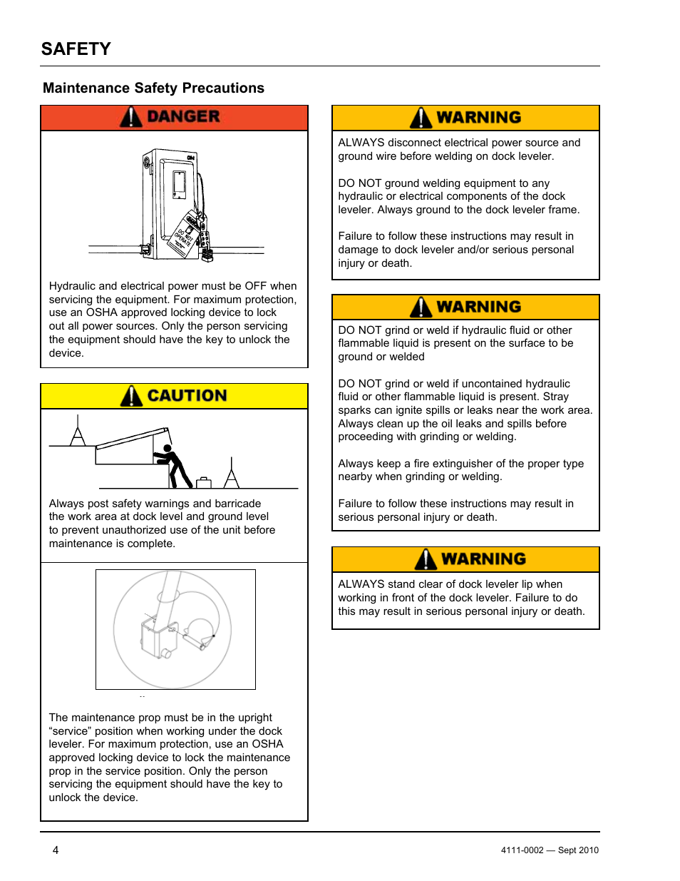 Safety, Maintenance safety precautions | Poweramp VH SERIES HYDRAULIC 10.2011 User Manual | Page 6 / 52