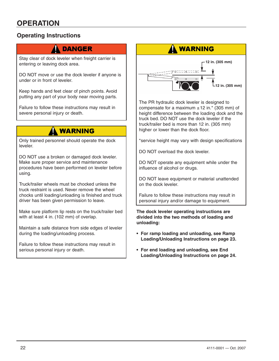 Operation, Operating instructions | Poweramp PR SERIES HYDRAULIC 4.2009 User Manual | Page 24 / 56