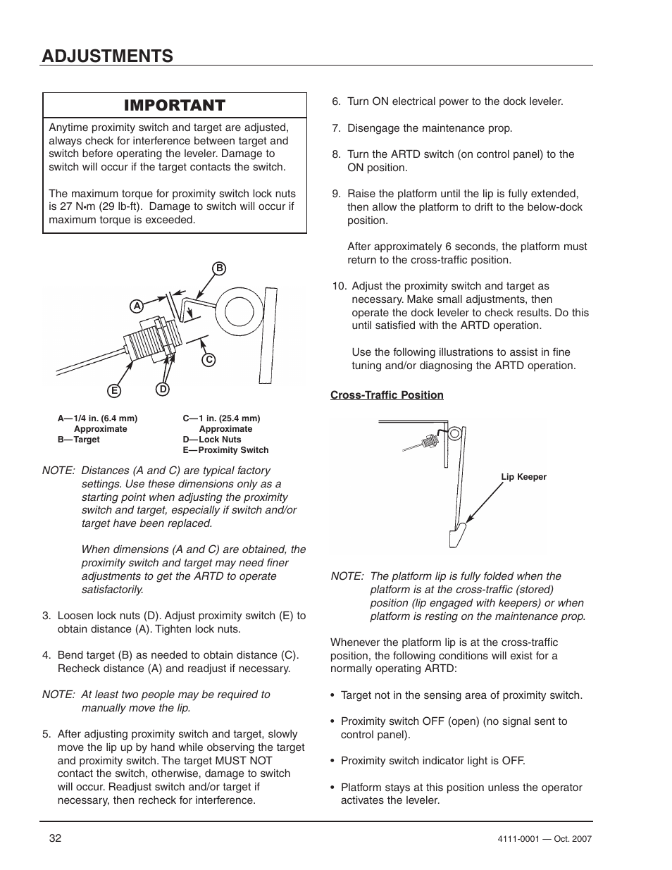 Adjustments, Important | Poweramp PR SERIES HYDRAULIC 4.2009 User Manual | Page 34 / 56