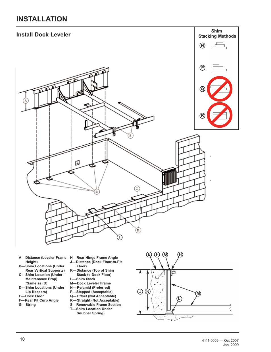 Installation, Install dock leveler | Poweramp AP SERIES AIR POWERED 4.2009 User Manual | Page 12 / 44