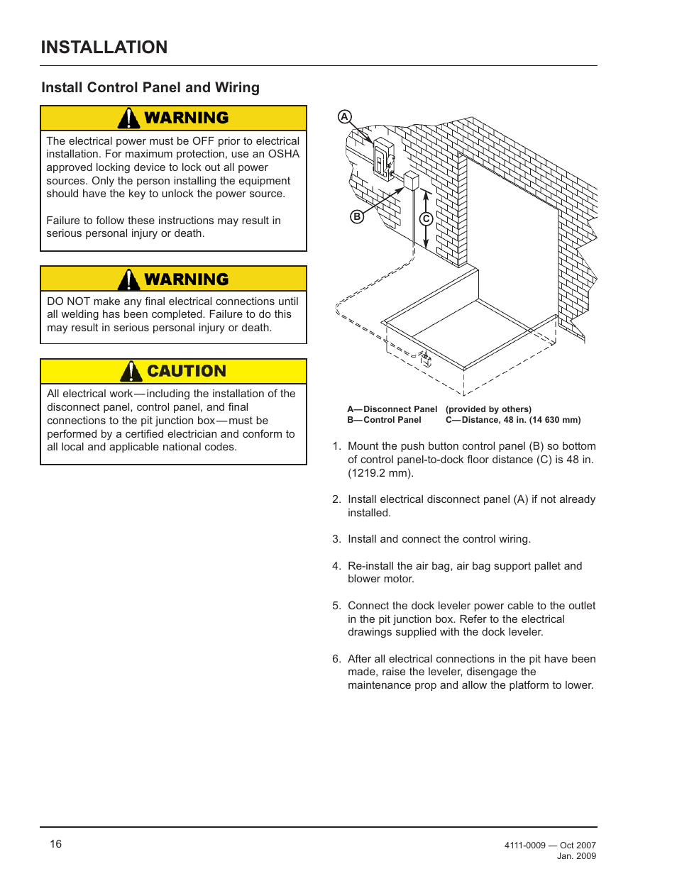 Installation, Install control panel and wiring | Poweramp AP SERIES AIR POWERED 4.2009 User Manual | Page 18 / 44