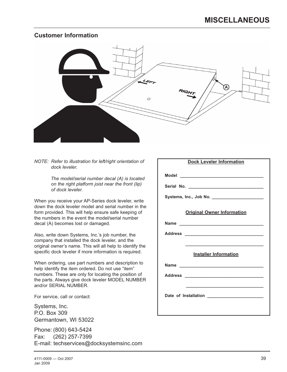 Miscellaneous, Customer information | Poweramp AP SERIES AIR POWERED 4.2009 User Manual | Page 41 / 44