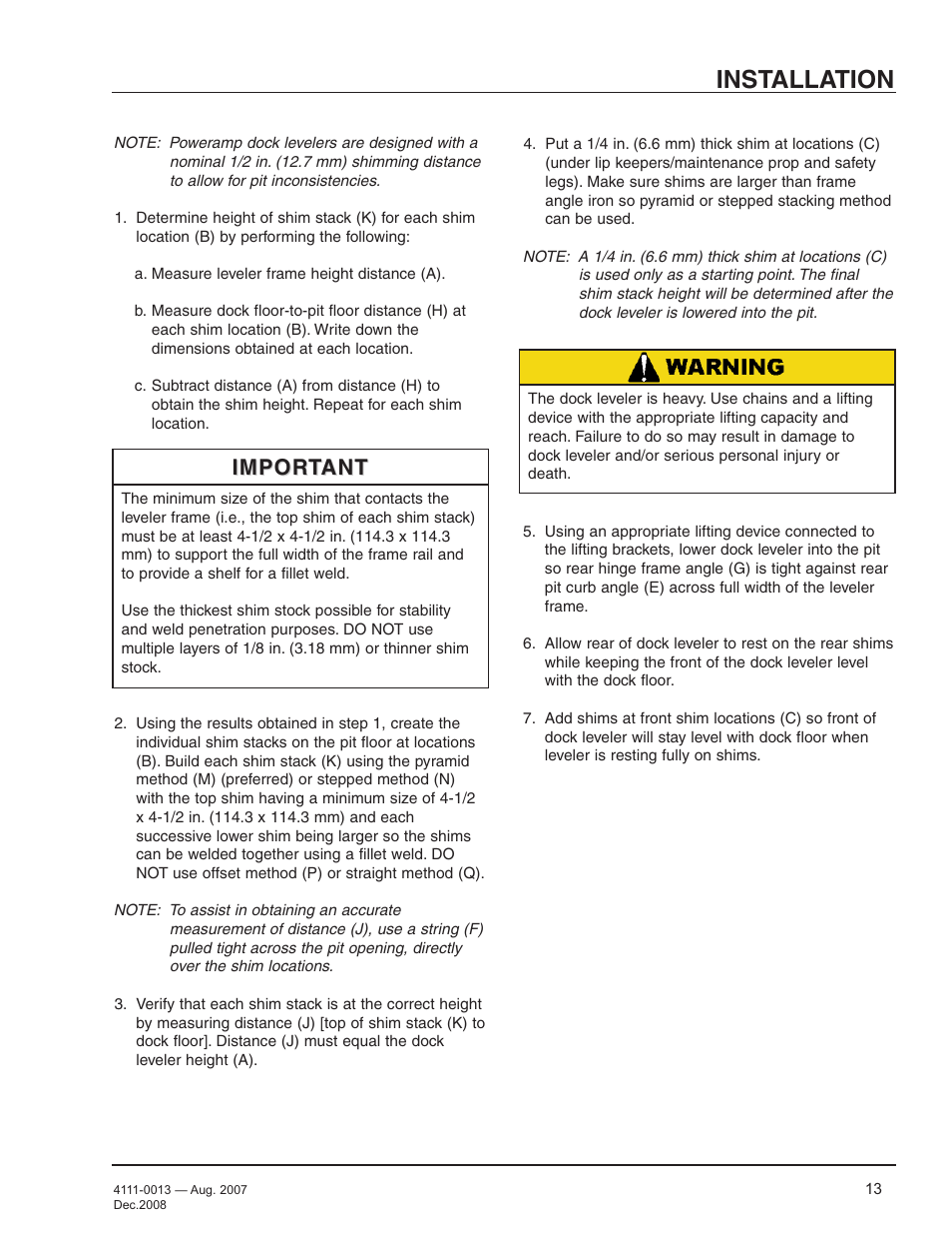 Installation, Important | Poweramp LMP SERIES MECHANICAL 4.2009 User Manual | Page 15 / 40