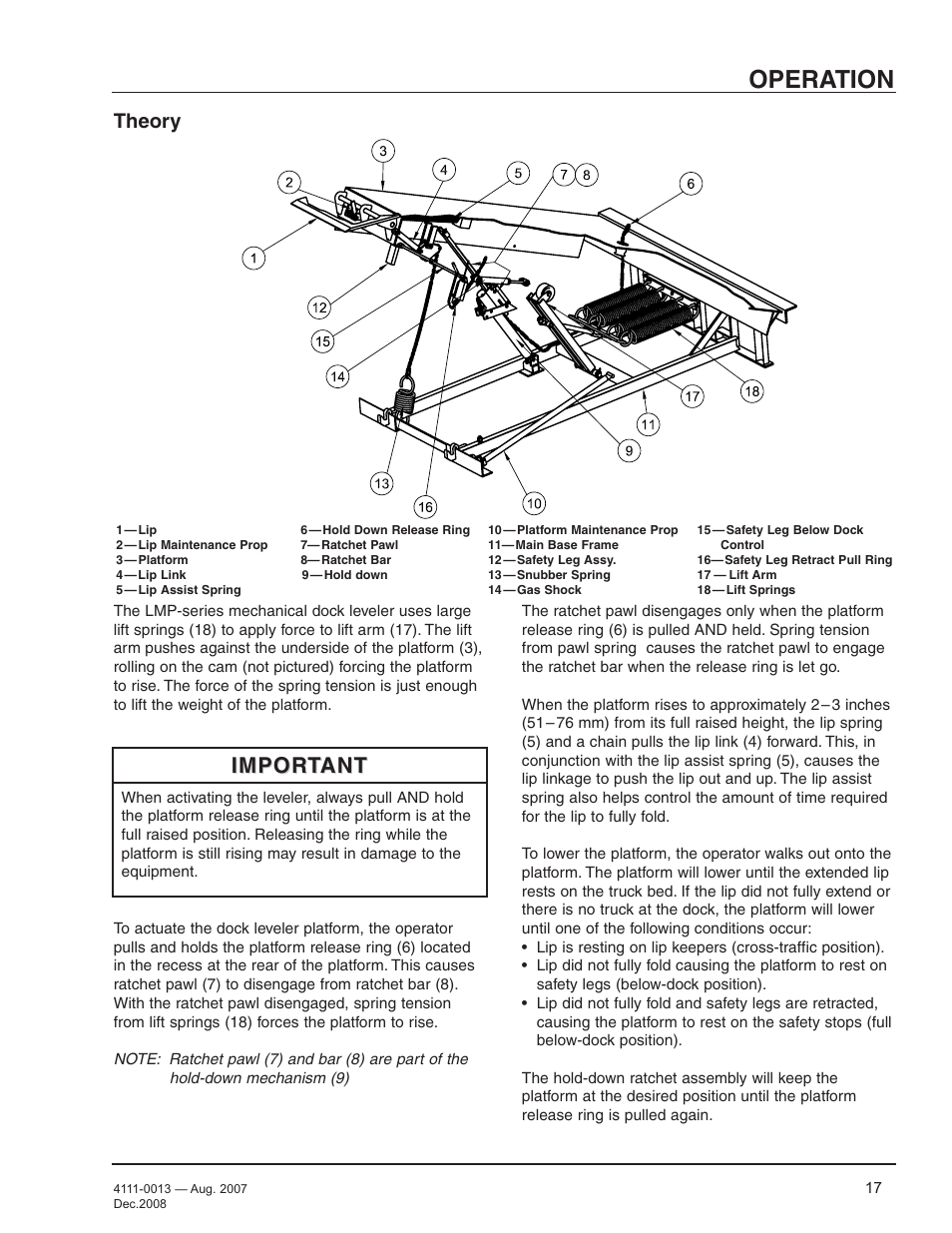 Operation, Important, Theory | Poweramp LMP SERIES MECHANICAL 4.2009 User Manual | Page 19 / 40