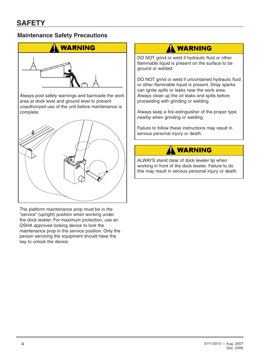 Safety, Maintenance safety precautions | Poweramp LMP SERIES MECHANICAL 4.2009 User Manual | Page 6 / 40