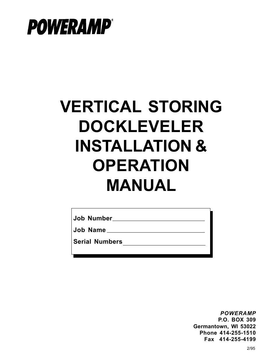 Poweramp VS VERTICAL SPECIALTY 2.1995 User Manual | 22 pages