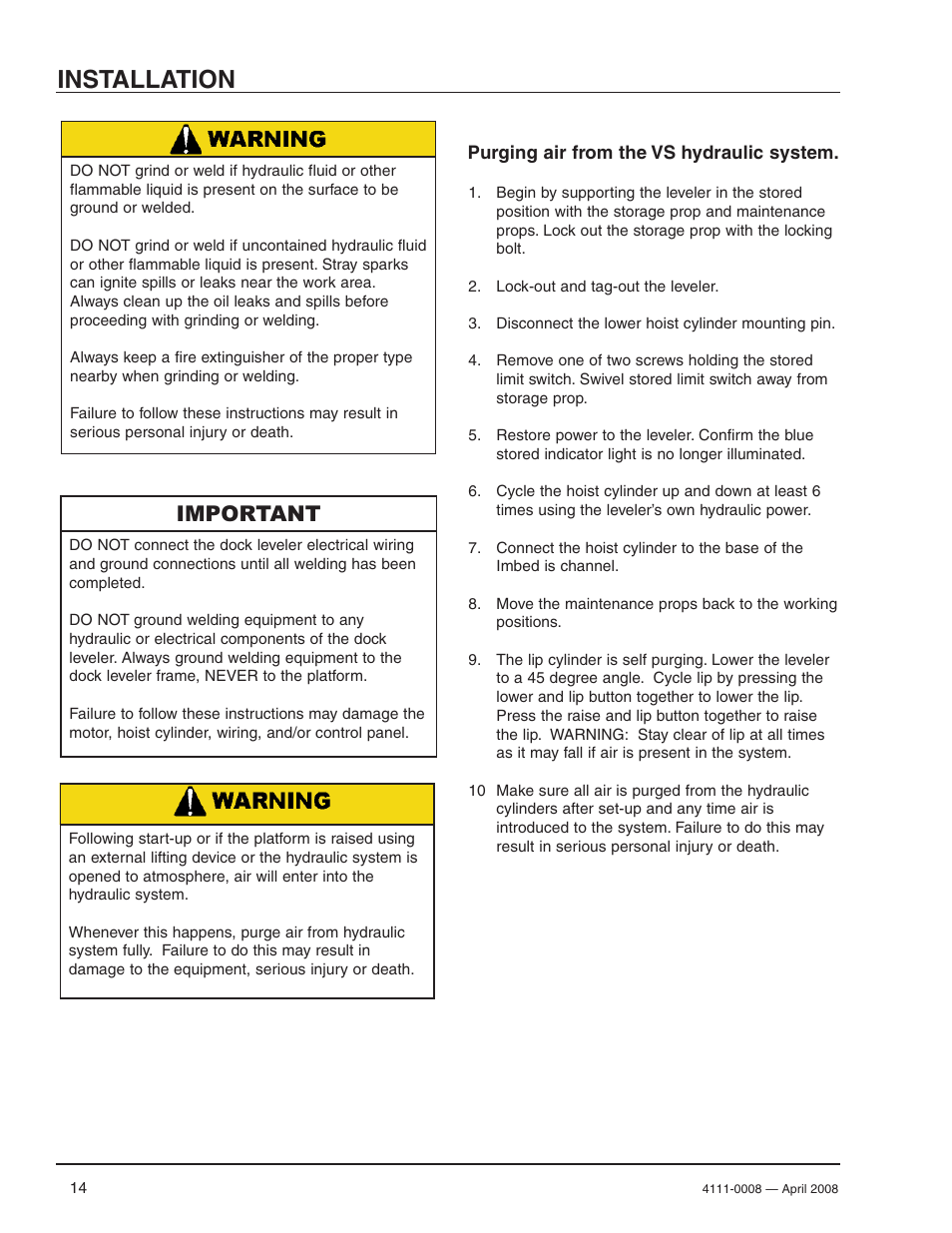 Installation, Important | Poweramp VS VERTICAL SPECIALTY 4.2009 User Manual | Page 16 / 52