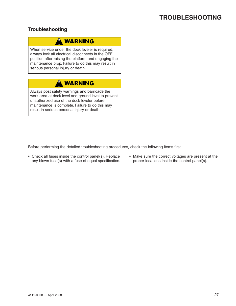 Troubleshooting | Poweramp VS VERTICAL SPECIALTY 4.2009 User Manual | Page 29 / 52