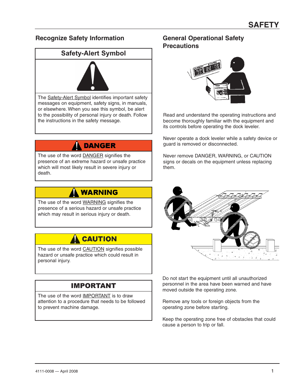 Safety, Safety-alert symbol, Important | Poweramp VS VERTICAL SPECIALTY 4.2009 User Manual | Page 3 / 52