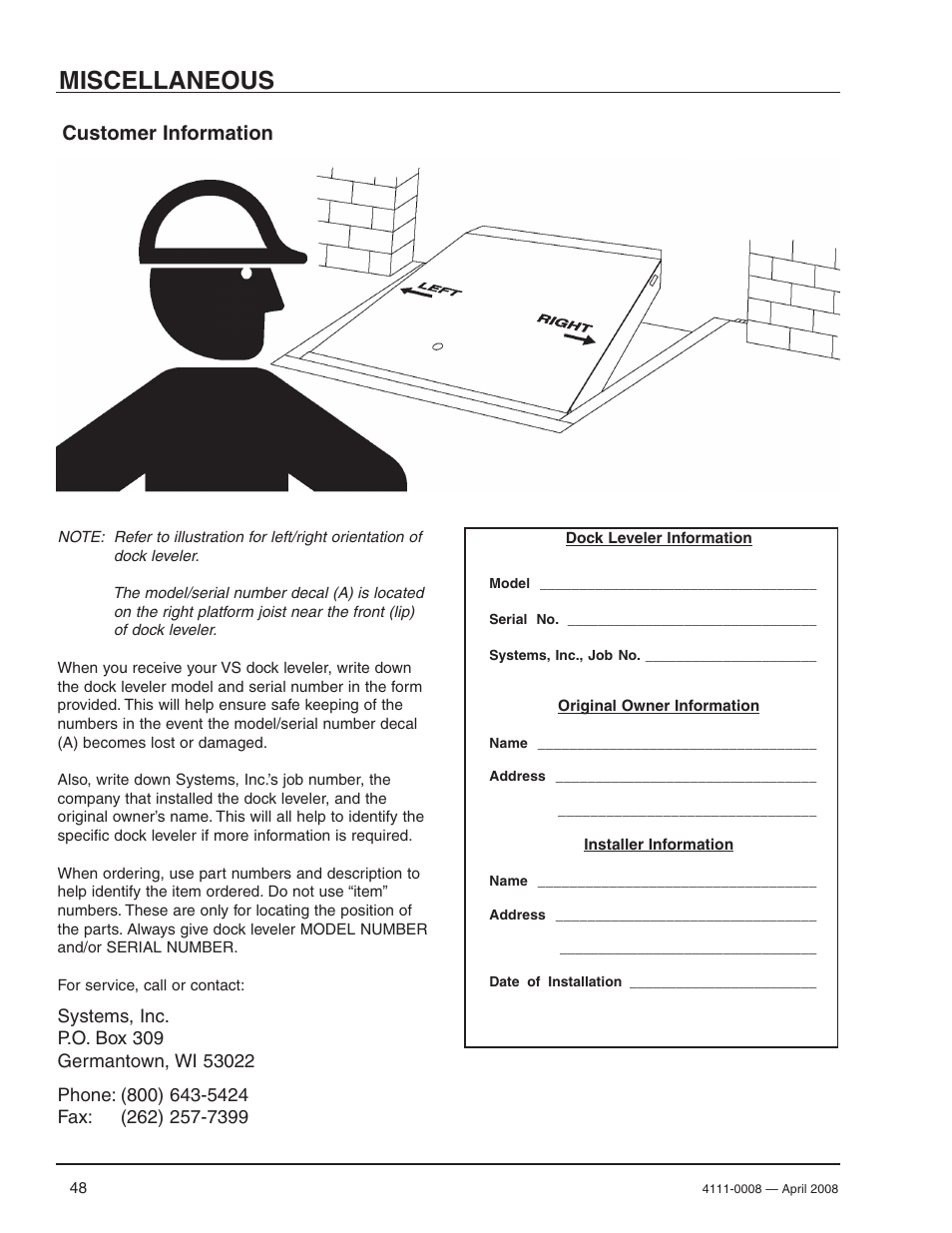 Miscellaneous, Customer information | Poweramp VS VERTICAL SPECIALTY 4.2009 User Manual | Page 50 / 52