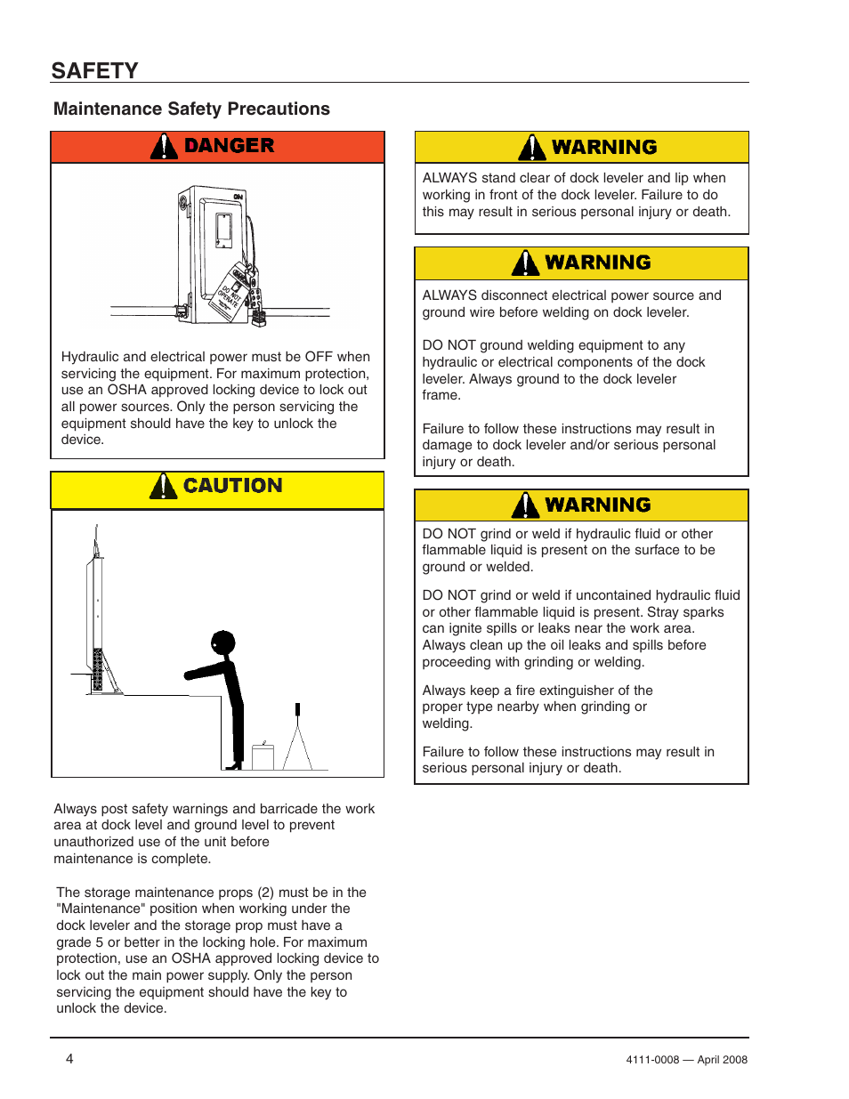 Safety, Maintenance safety precautions | Poweramp VS VERTICAL SPECIALTY 4.2009 User Manual | Page 6 / 52