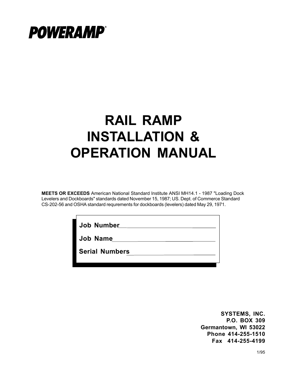 Poweramp RAIL RAMP SPECIALTY 1.1995 User Manual | 27 pages