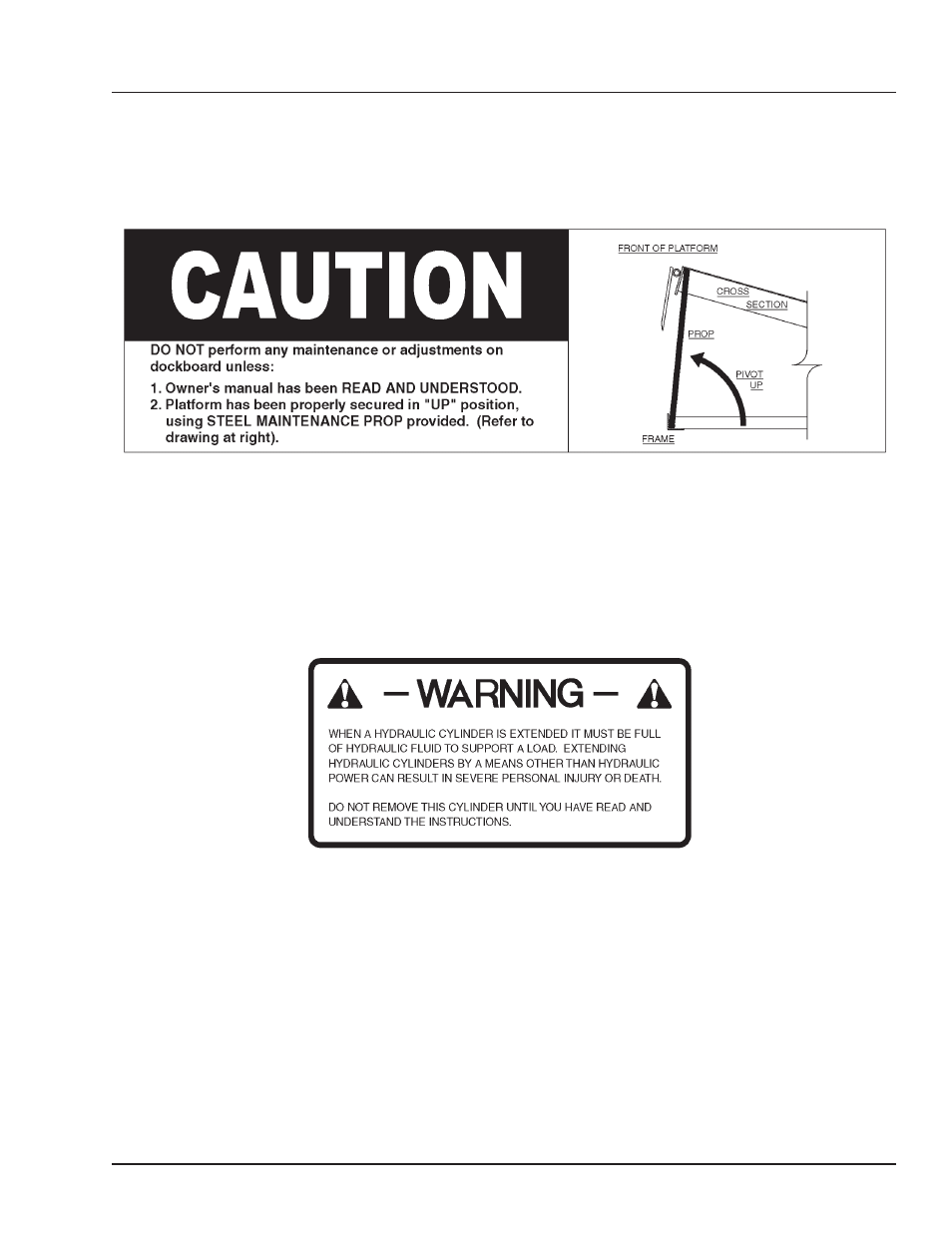 Safety, Dock leveler safety decals | Poweramp POWERHOOK P4111-0010 5.2006 User Manual | Page 7 / 56