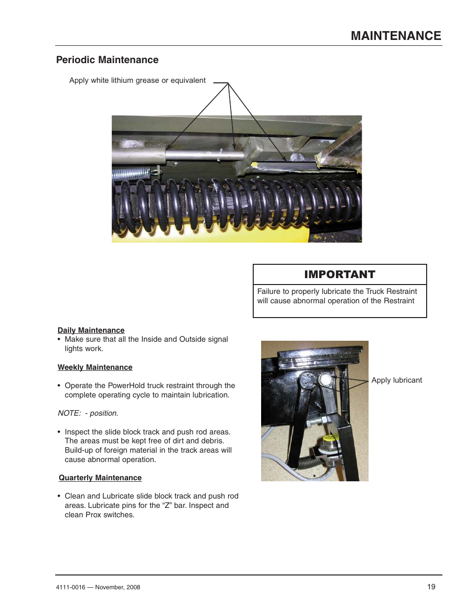 Maintenance, Important, Periodic maintenance | Poweramp POWERHOLD 4.2009 User Manual | Page 21 / 56