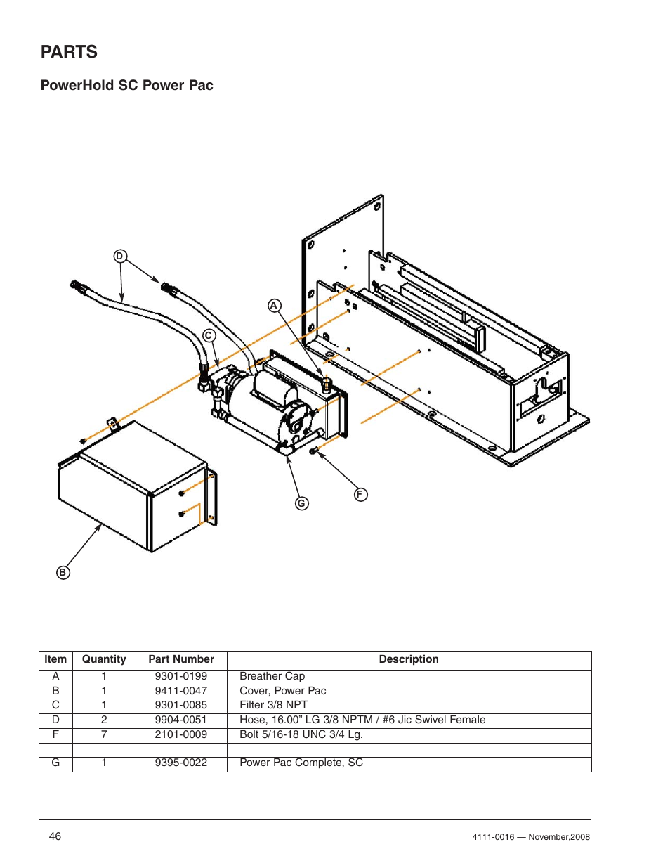 Parts, Powerhold sc power pac | Poweramp POWERHOLD 4.2009 User Manual | Page 48 / 56