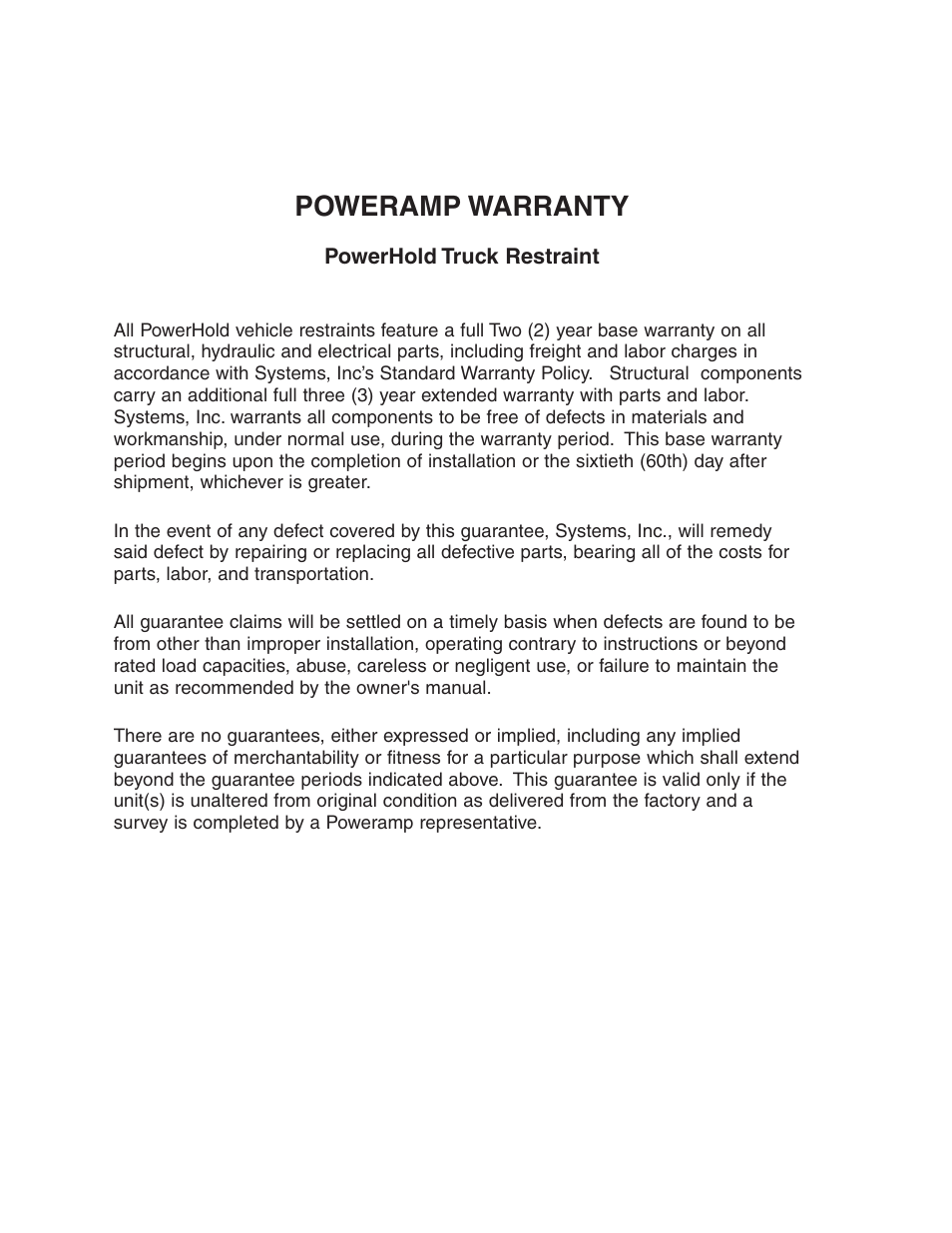 Poweramp warranty | Poweramp POWERHOLD 4.2009 User Manual | Page 56 / 56
