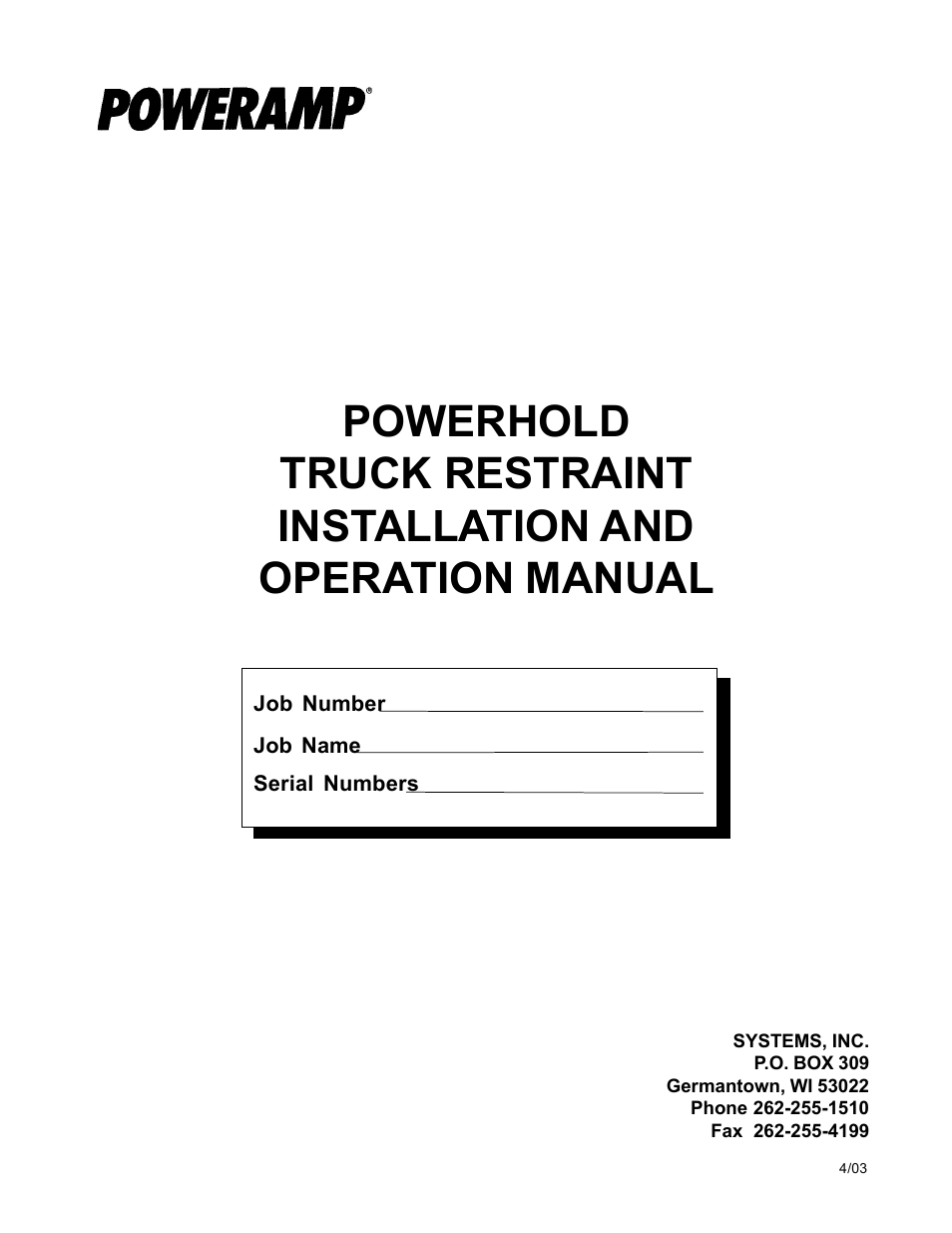 Poweramp POWERHOLD 4.2003 User Manual | 18 pages