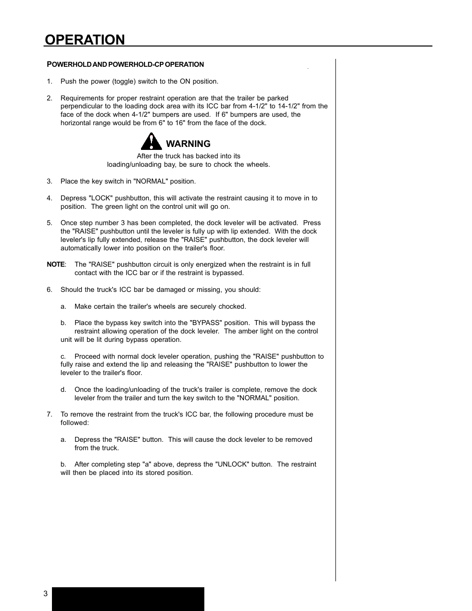 Operation, Warning | Poweramp POWERHOLD 4.2003 User Manual | Page 6 / 18