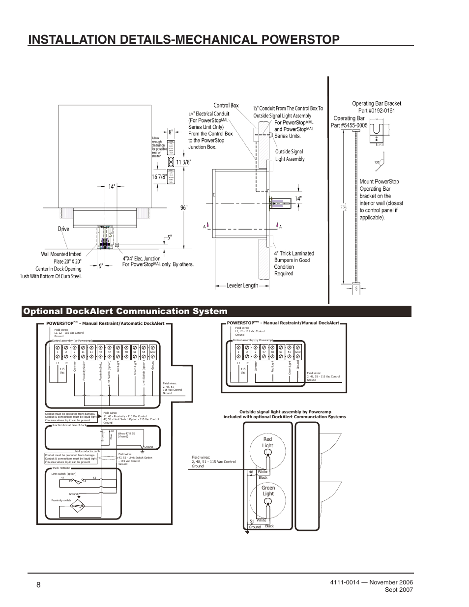 Installation details-mechanical powerstop, Optional dockalert communication system, Red light green light | Poweramp POWERSTOP 4.2009 User Manual | Page 10 / 32